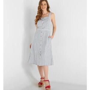 Liz Claiborne Blue and White Striped Midi Dress